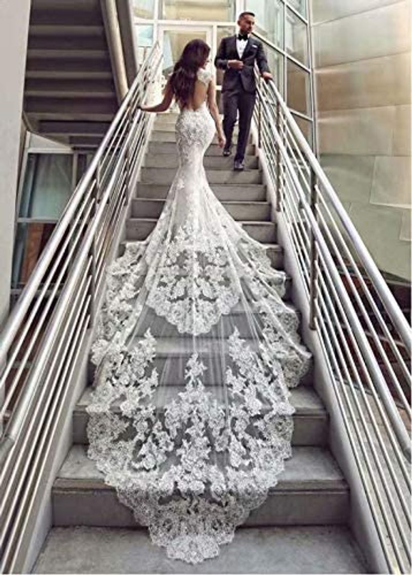 Social Lace Cathedral Train Wedding Dresses 2020 New ... - Amazon.com
