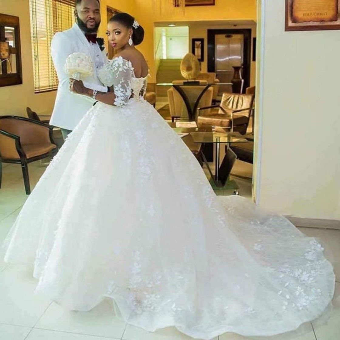 Social Women's Wedding Dresses Africa Shoulder B089PYVBWZ