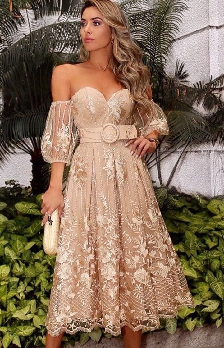 Fashion Vestido midi nude