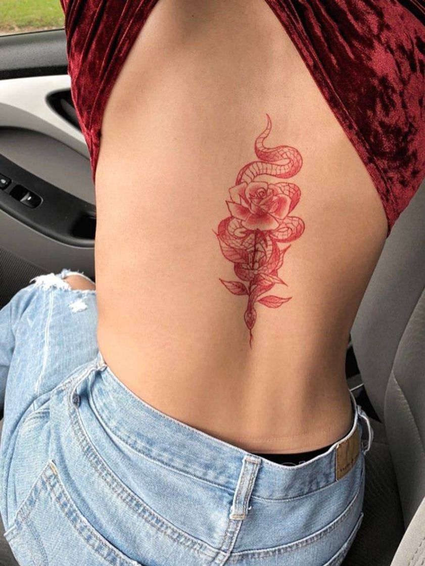 Fashion Snake and rose -Tatto