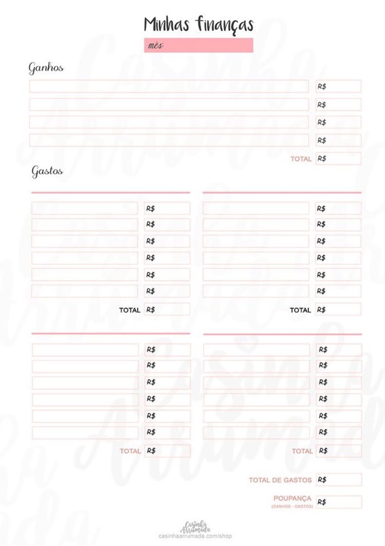 Aplicaciones Planner financeiro rosinha