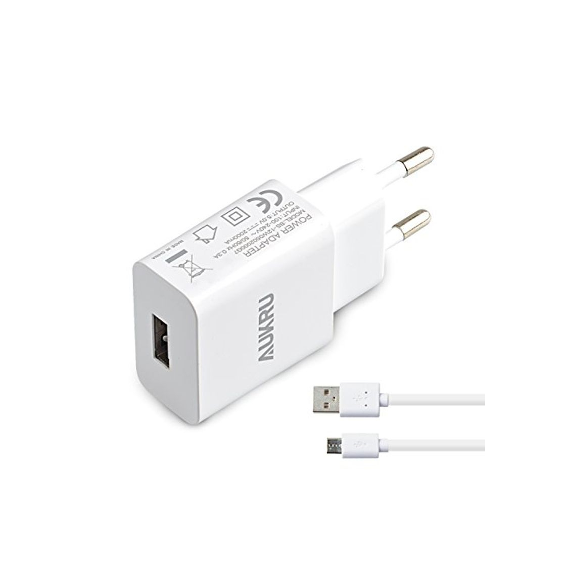 Electrónica Aukru 5V 2A Cargador con Micro USB Cable para Samsung Galaxy/Sony/HTC/Nokia/Huawei/ASUS/Motorola/Blackberry/Otros Dispositivos