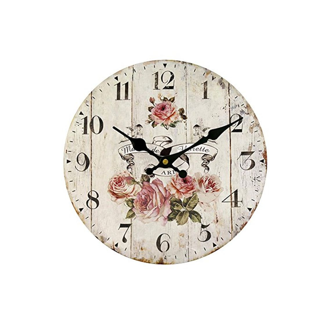 Social HUABEI 30CM Reloj de Pared Vintage Retro Silencioso Decoración para Habitación Dormitorio Cocina Oficina Bar