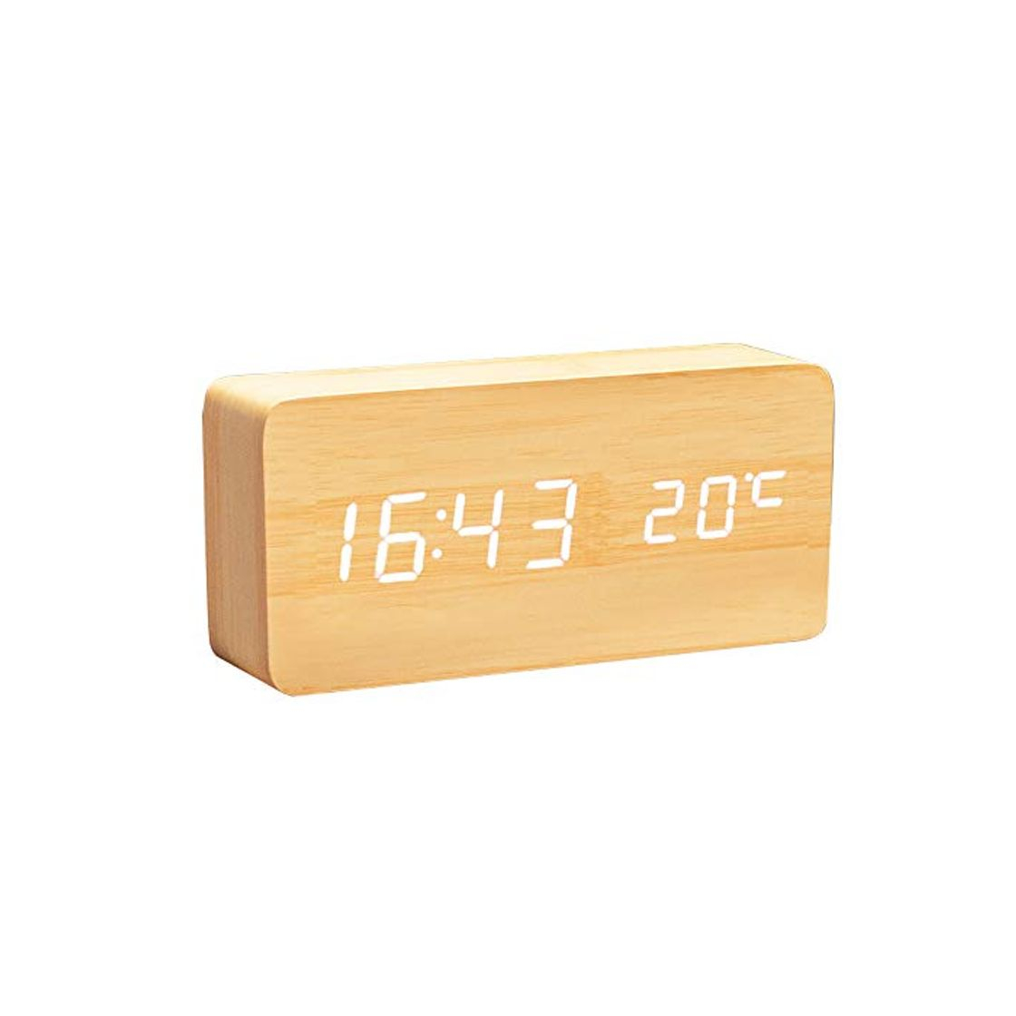 Producto Lanker Reloj Digital De Madera - Reloj Despertador Multifunción con Visualización De