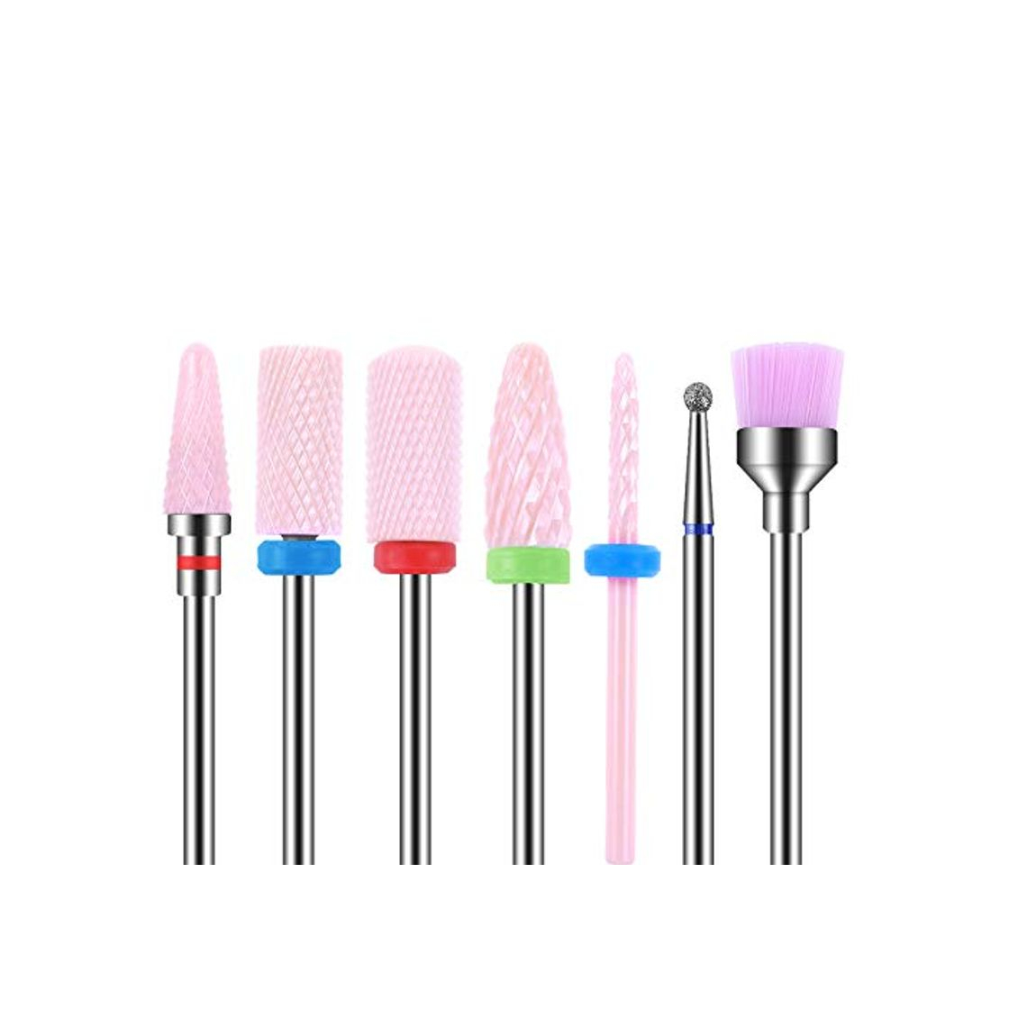 MAQUITA-Juego de 7 brocas de cerámica para uñas, profesional, para quitar gel,