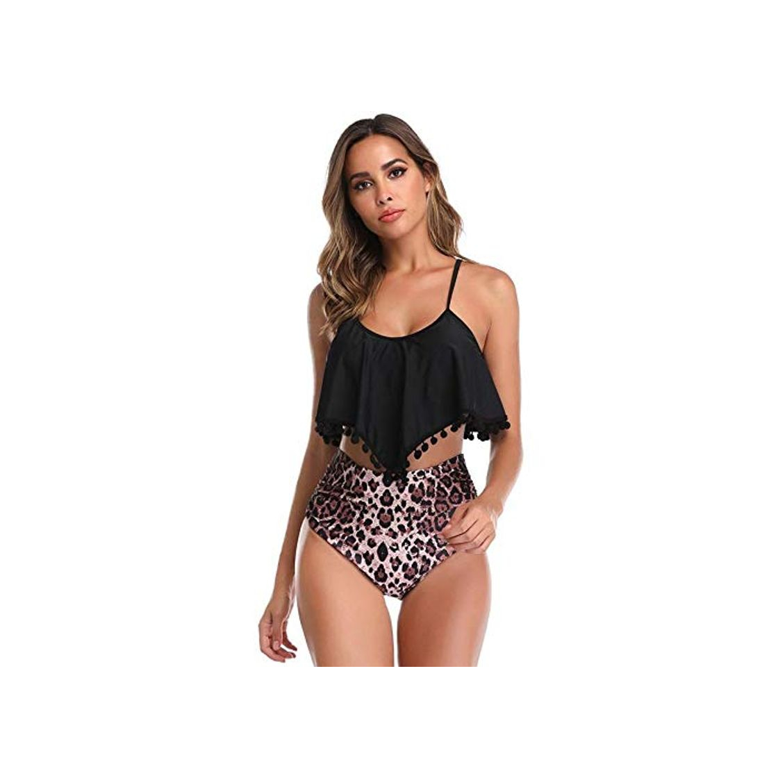 Fashion Shndhi Braguitas De Bikini para Mujer Sexy Ruffle Bikini De Cintura Alta