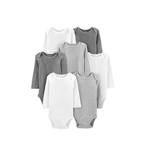 Simple Joys by Carter's 7-Pack Long-Sleeve Bodysuit undershirts, White