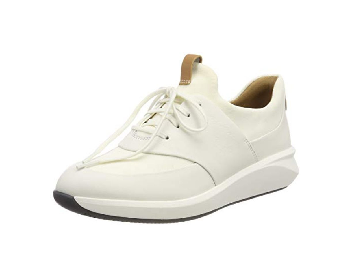 Social Clarks Un Rio Lace, Zapatos de Cordones Derby Mujer, Blanco