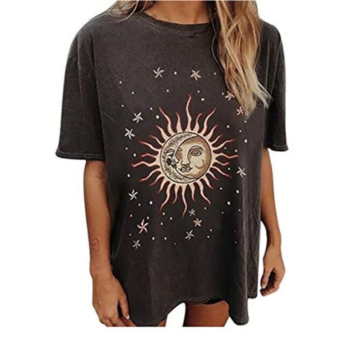 Moda Writtian Mujer Verano Camisetas Manga Corta Casual Camiseta Cuello V Mujer Oversize Larga Camisetas Manga Corta Escote Basicas Anchas Tops Verano Damas Casual Remeras Largas Chica