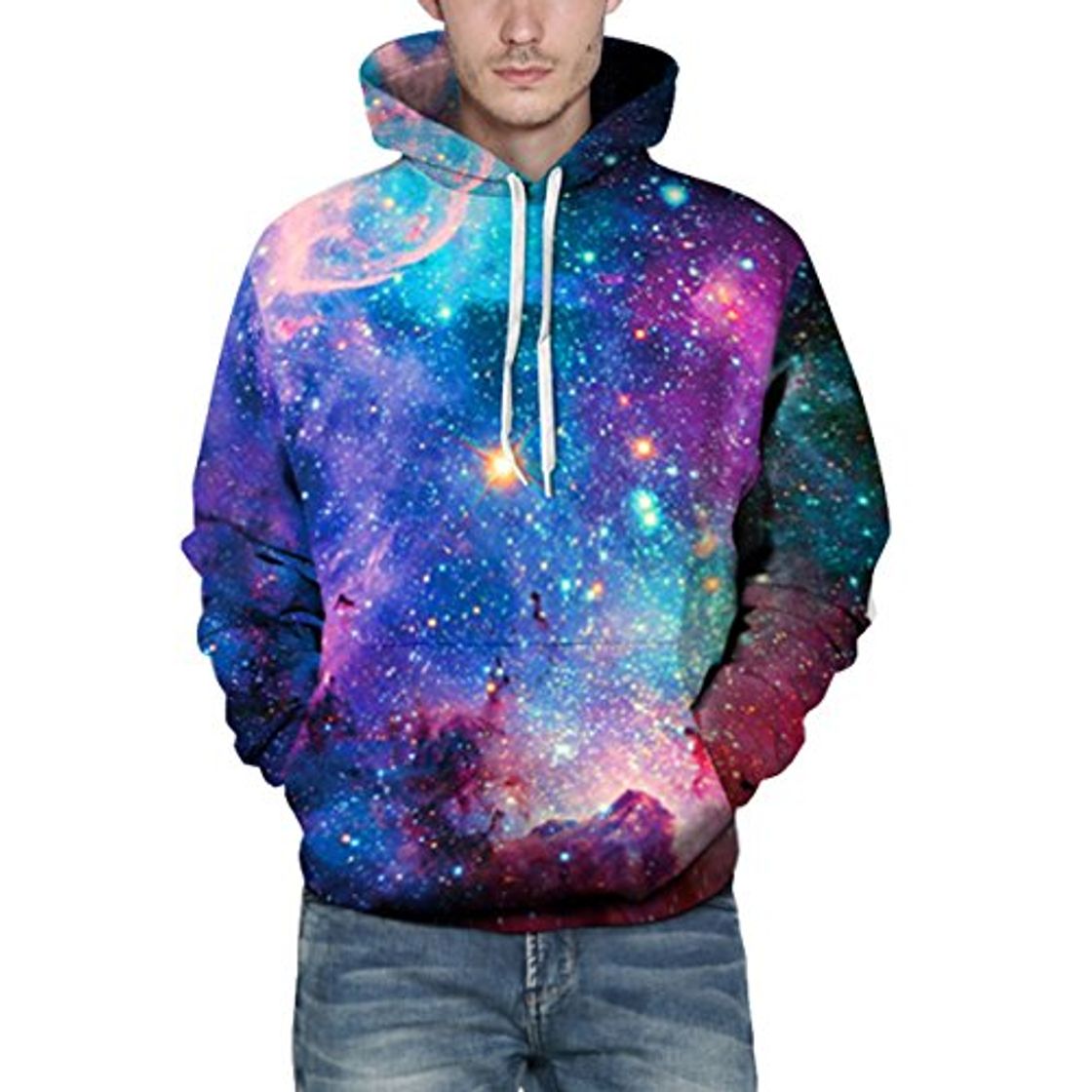 AiJump 3D Galaxia Impreso Sudadera con Capucha Unisex de Mangas Largas con Bolsillos Hoodies Pullover para Hombre Mujer Parejas Adolescentes