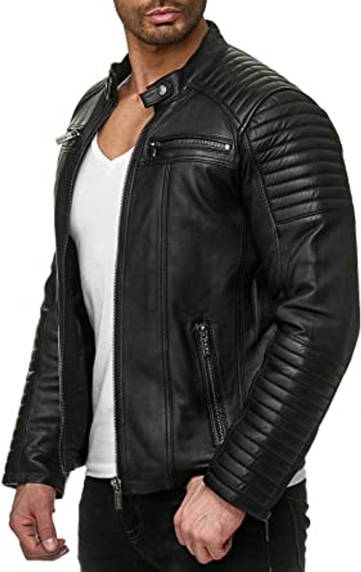 Social Red Bridge Chaqueta Moderna de Transición en Cuero Sintético para Hombre Negro