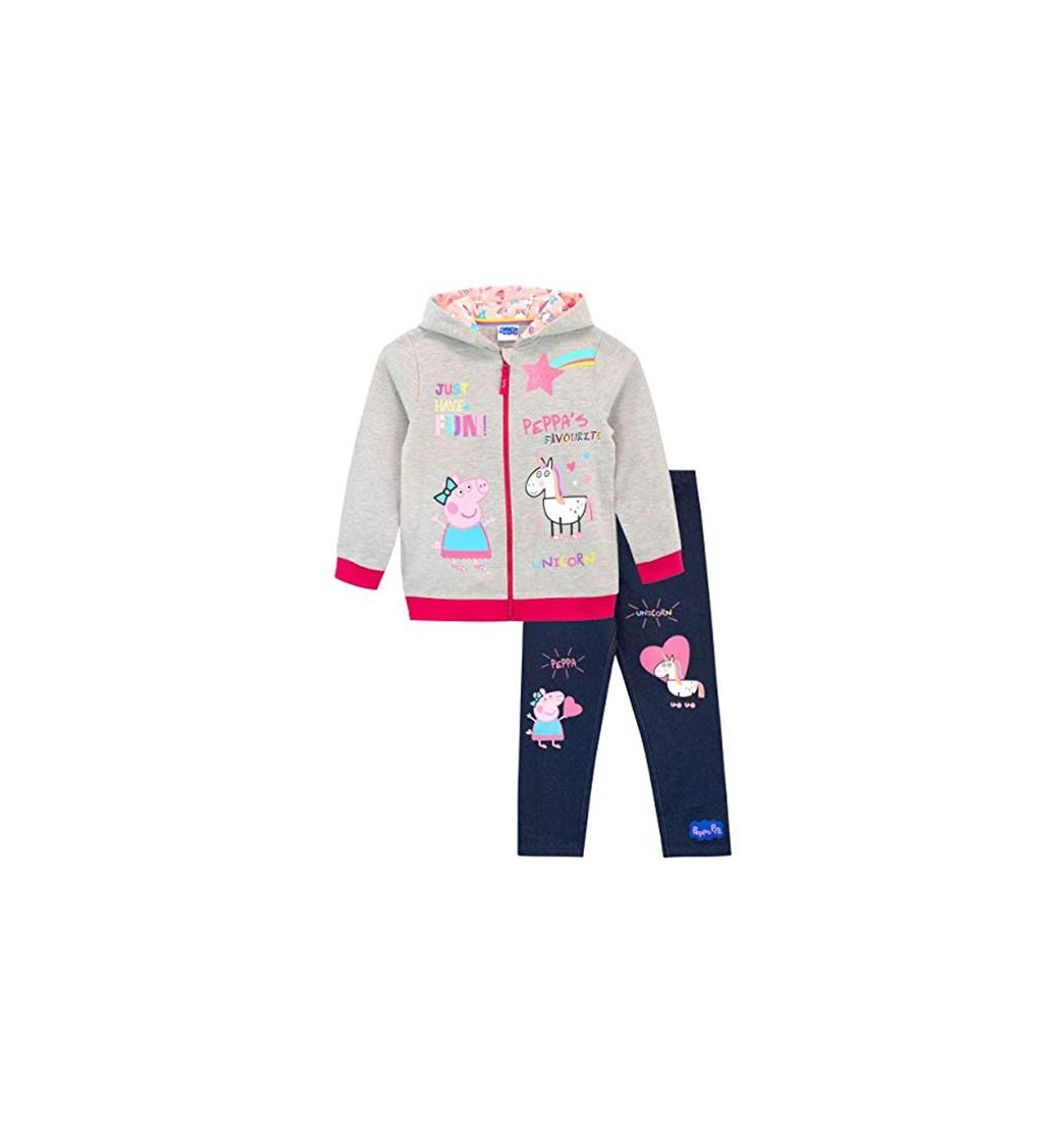 Moda Peppa Pig Conjunto de Sudadera con Capucha y Leggings para Niñas Unicornio