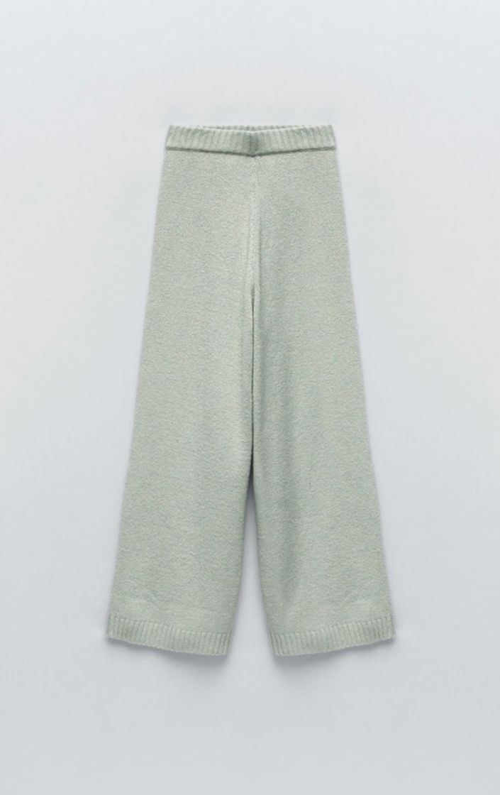 Calças de Malha Culotte Verde Água 