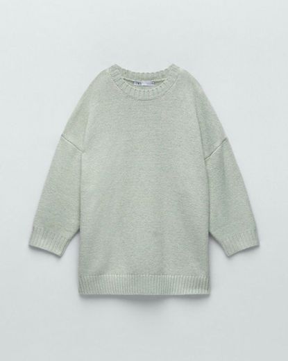Sweater de Malha Oversize Verde Claro 