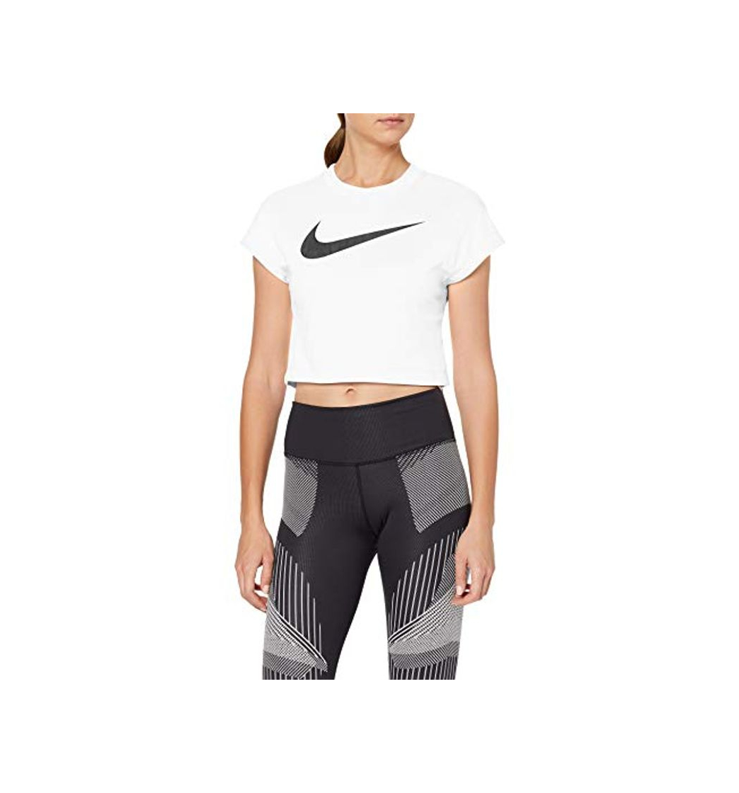 Fashion Nike Damen W Nsw Swsh Top Crop Ss T-shirt, Blanco