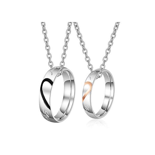 parejas anillos colgantes con cadenas, 50 cm y 60 cm, circonitas, anillos