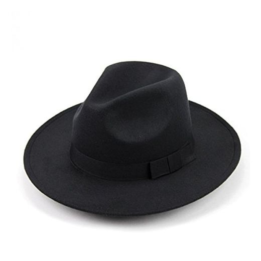 OULII Sombrero clásico de Lana estructurada Unisex Fedora Sombrero Solar Sombrero de