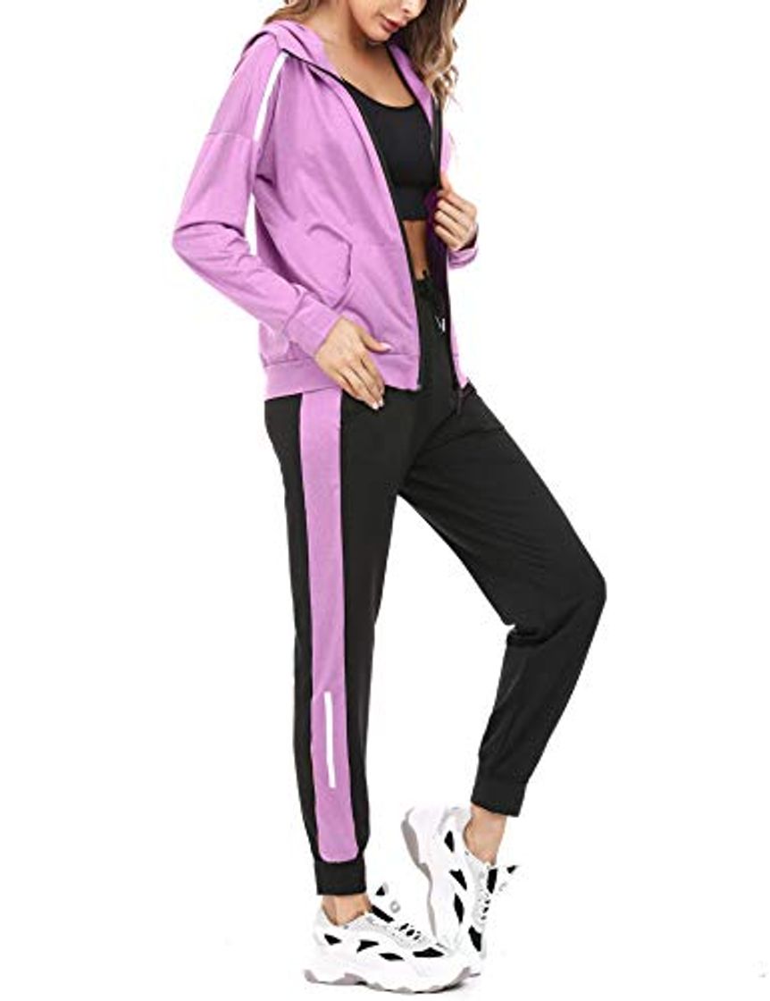 Social Aibrou Conjunto Chándal de Mujer Sudadera con Cremallera y Pantalones, Trajes de