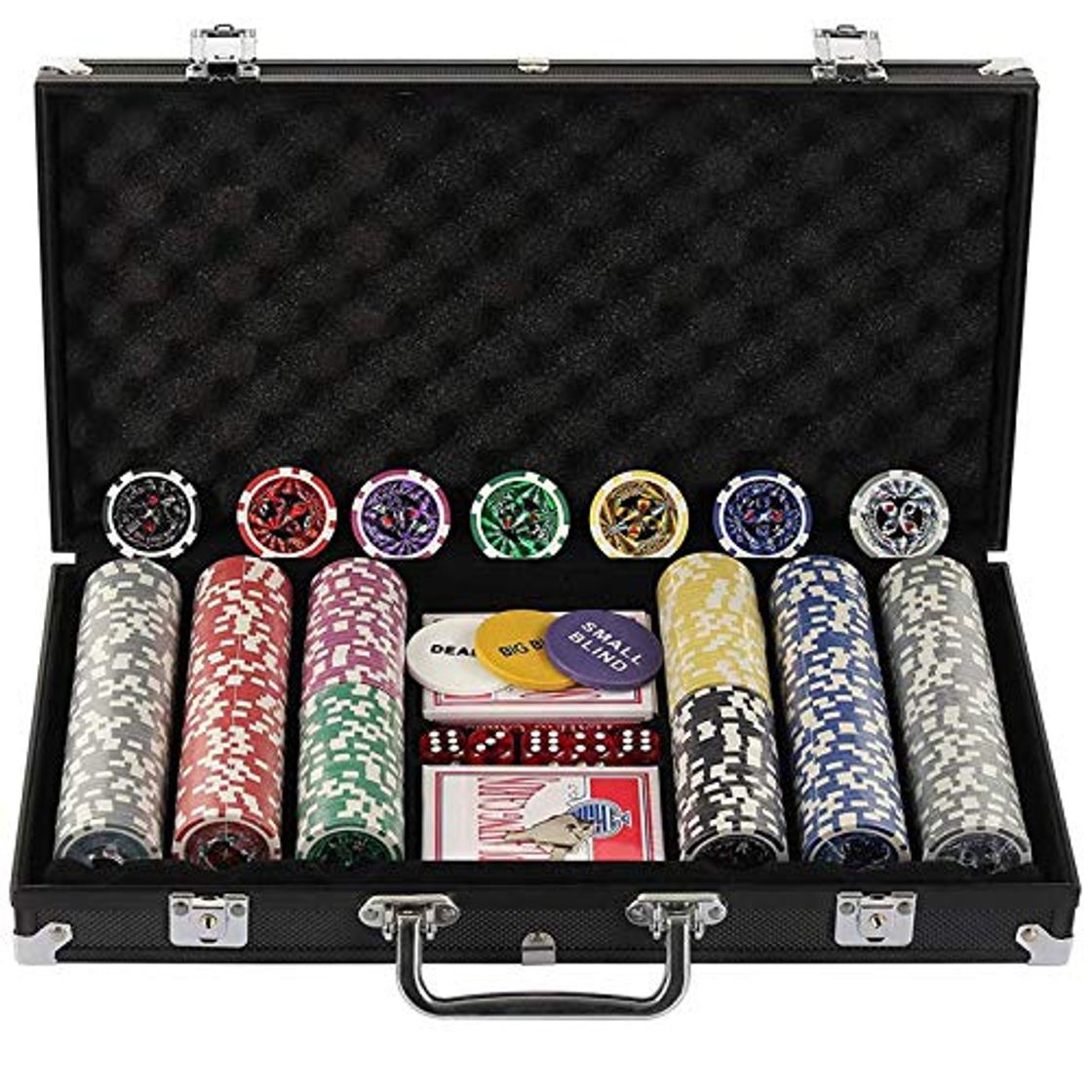 Producto Display4top Juego de póquercon 300 Chips Láser 12 Gramos Núcleo de Metal,