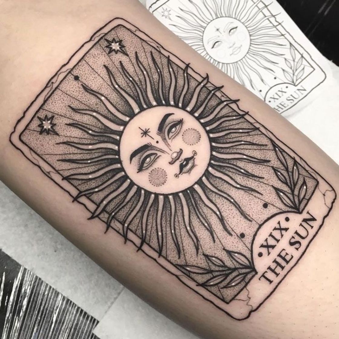 Fashion Tatuagem carta sol 