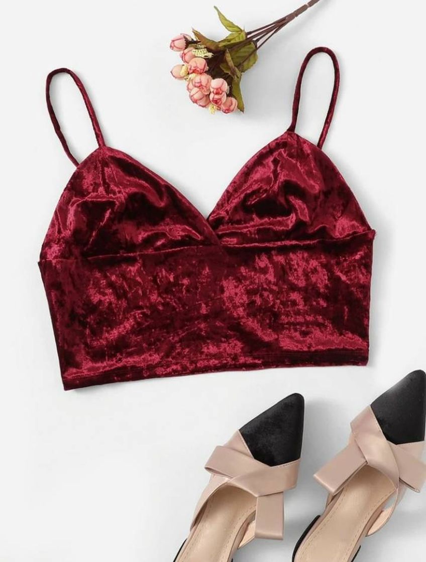 Moda Solid Velvet Bralette Cami Top