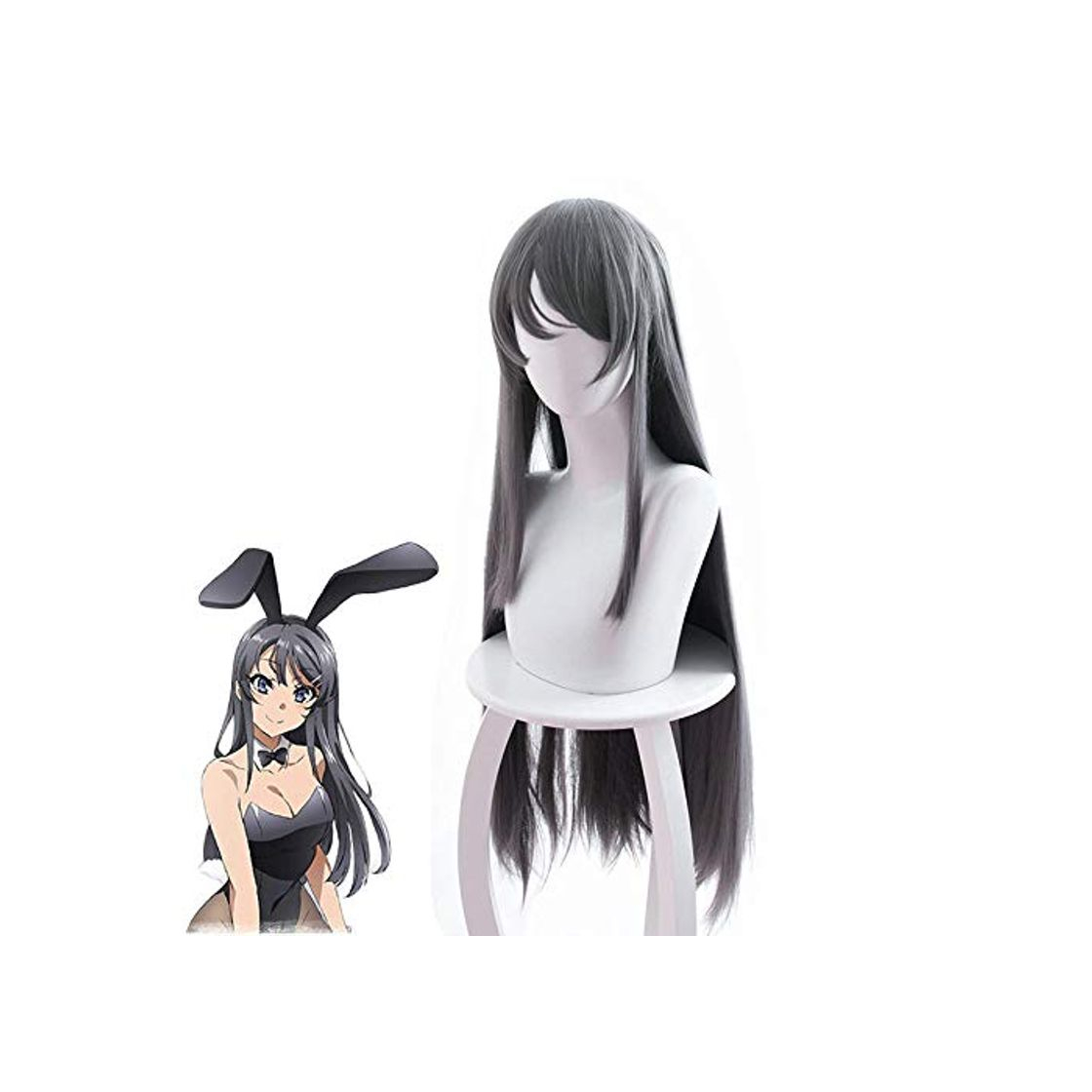 Social PANQQ Sakurajima Mai peluca larga gris disfraz de Cosplay Seishun Buta Yarou wa Bunny Girl Senpai no Yume wo Minai