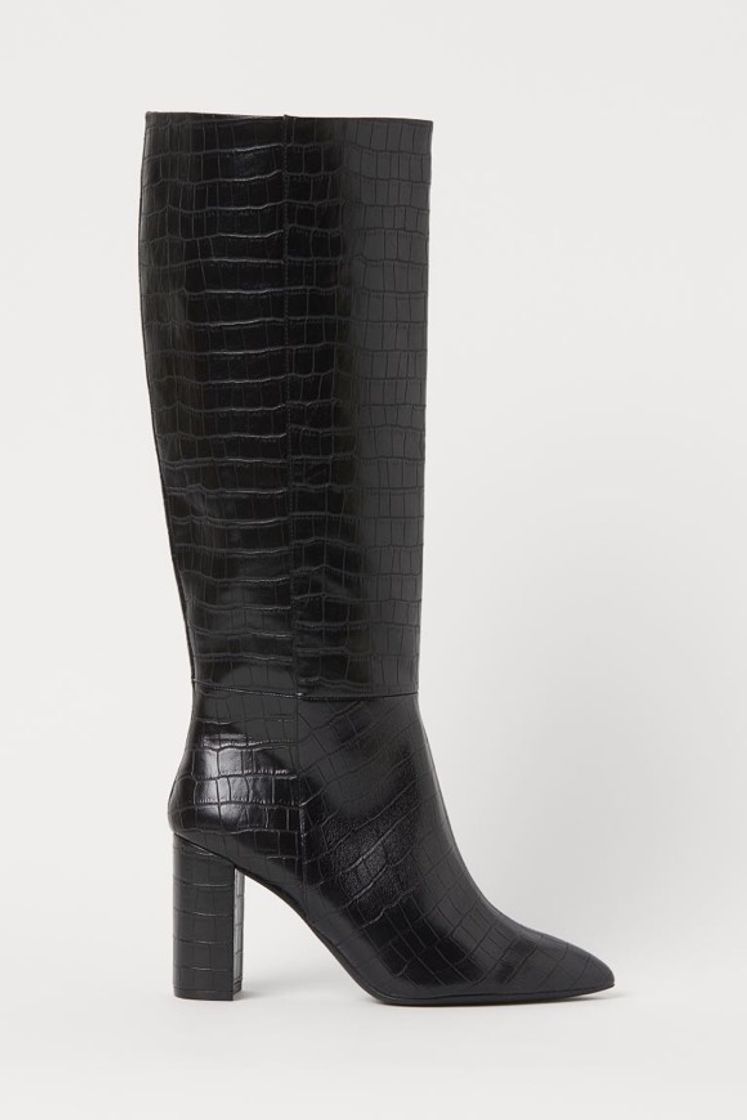 Fashion Botas com padrão crocodilo - Preto - SENHORA