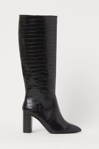 Botas com padrão crocodilo - Preto - SENHORA