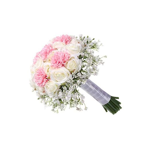 Flores de la Boda Ramos de Novia Accesorios Bouquet Artificial Buque Pink