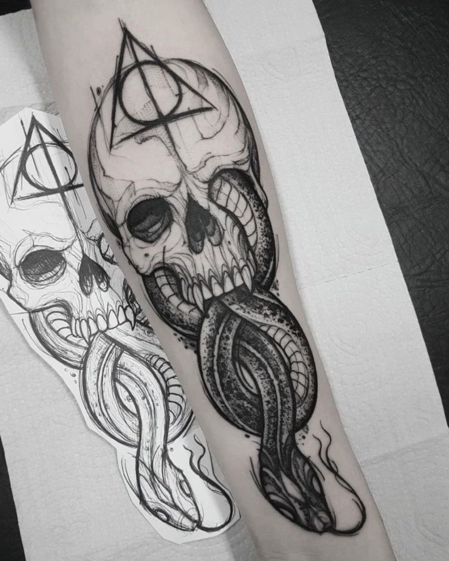 Fashion Tattoo Caveira Harry Potter 