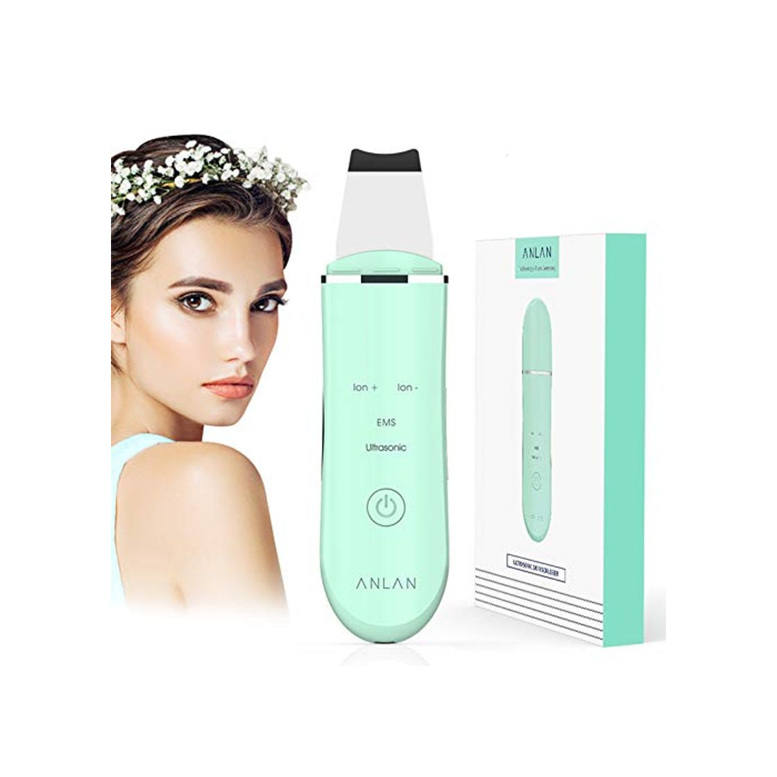 Product ANLAN Peeling Ultrasónico Facial Skin Scrubber Exfoliación Facial Ultrasónica Limpiador de Poros para Limpieza Facial y Cuidado Facial