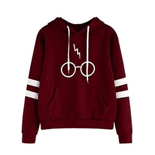 CNBOY Mujeres Camisetas Manga Larga Varsity Gafas de Harry Potter Encapuchado Camisa