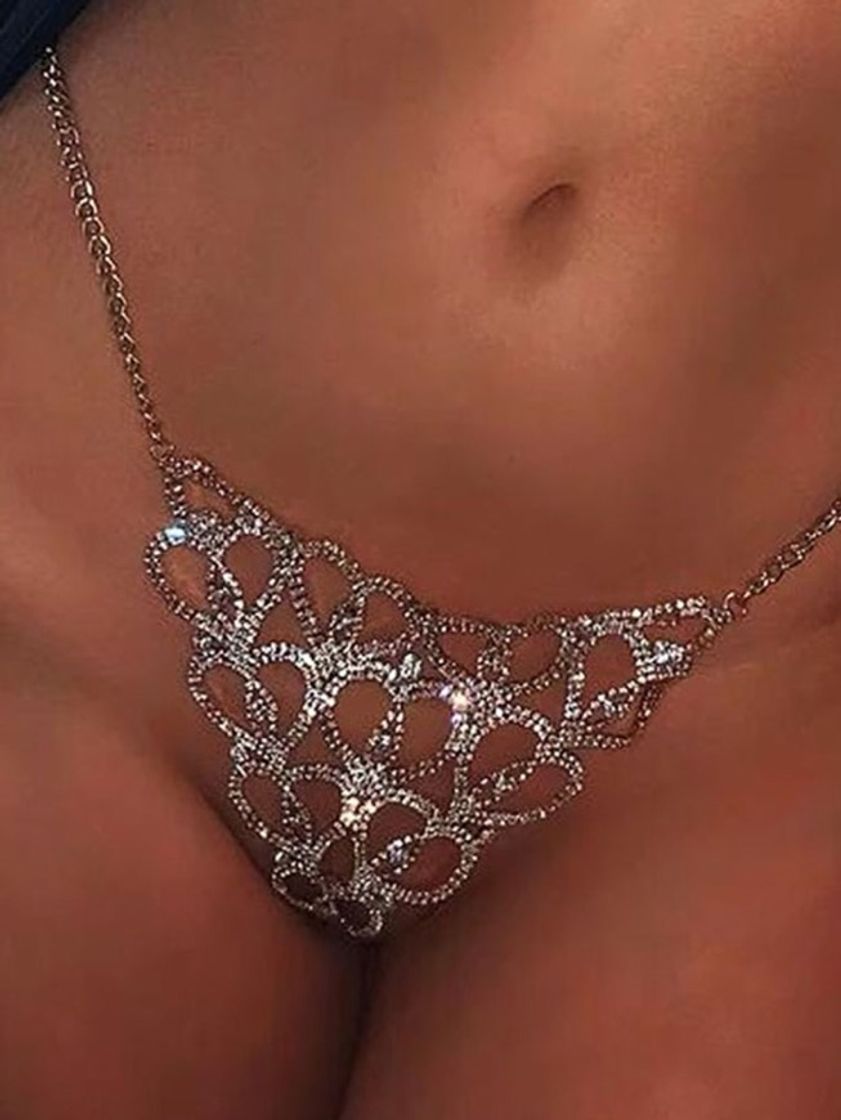 Moda Bodychain gravado com strass