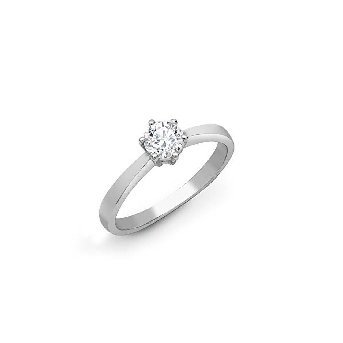 Social Jewelco London Mujer Sólido 18Ct Oro Blanco 6 Engaste Brillante Redondo P