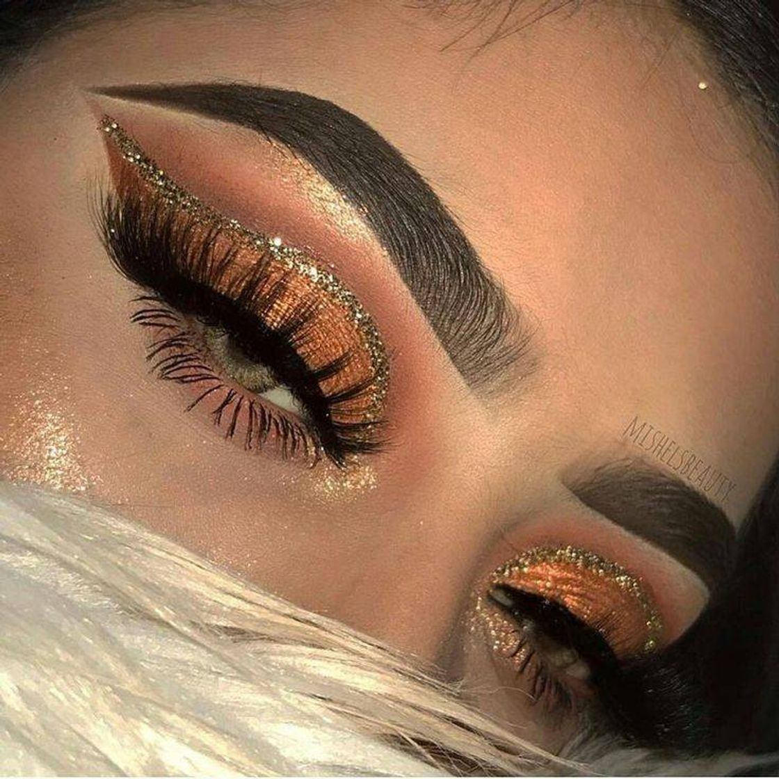 Fashion Make Laranja com Glitter Dourado