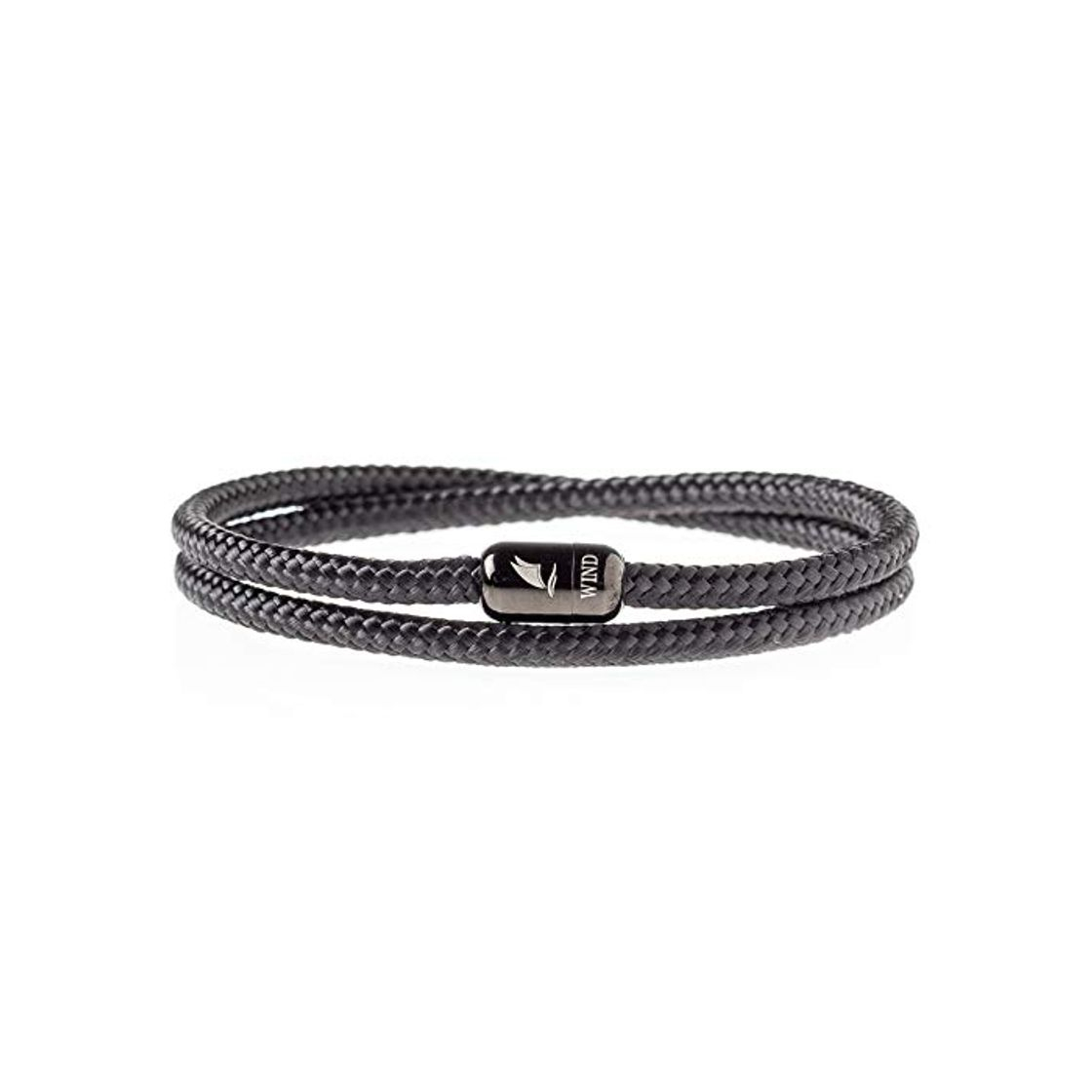 Moda Wind Passion Pulsera Negra Magnética de Cuerda Trenzada Nautica para Hombre y