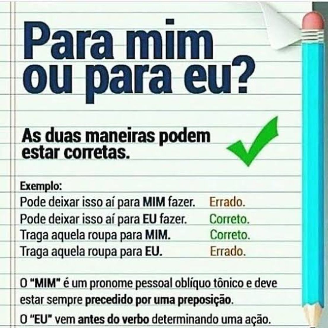 Moda Para mim ou para eu? 