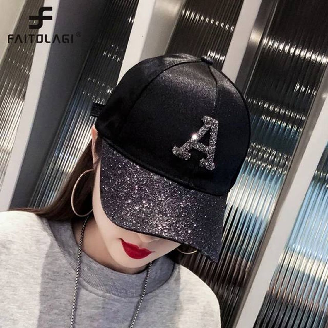 Moda Boné feminino snapback com strass

