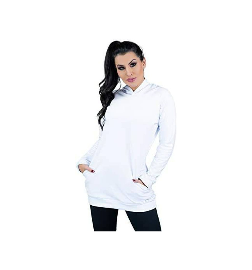 Fashion Casaco MVB Modas Feminino Moletom Flanelado Capuz