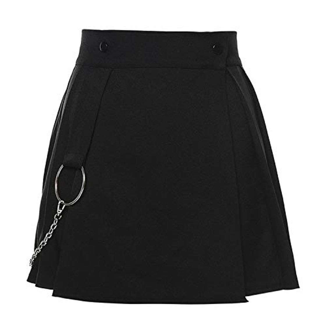 Moda Skirts Mujer Color Sólido Cintura Alta Panel Plisado Cadena Casual Saia Faldas Moda Gótico Mini Shorts