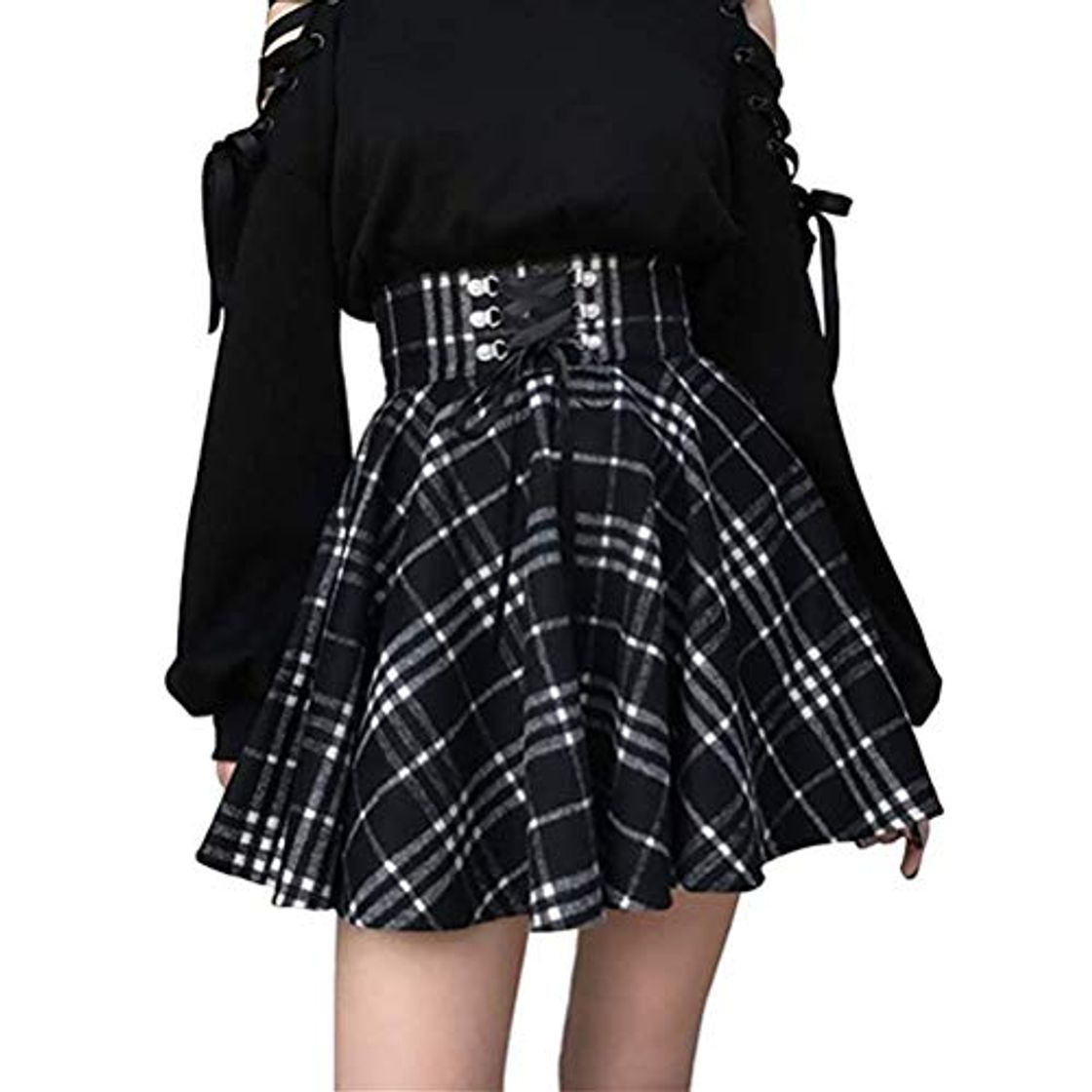 Social Falda plisada negra con forro para mujer