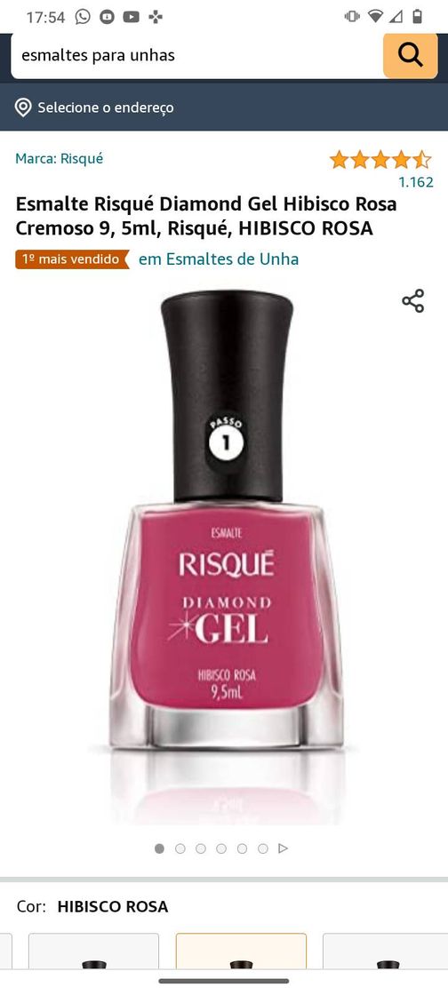 Fashion Esmalte Risqué Diamond Gel Hibisco Rosa Cremoso 9, 5ml, Risq