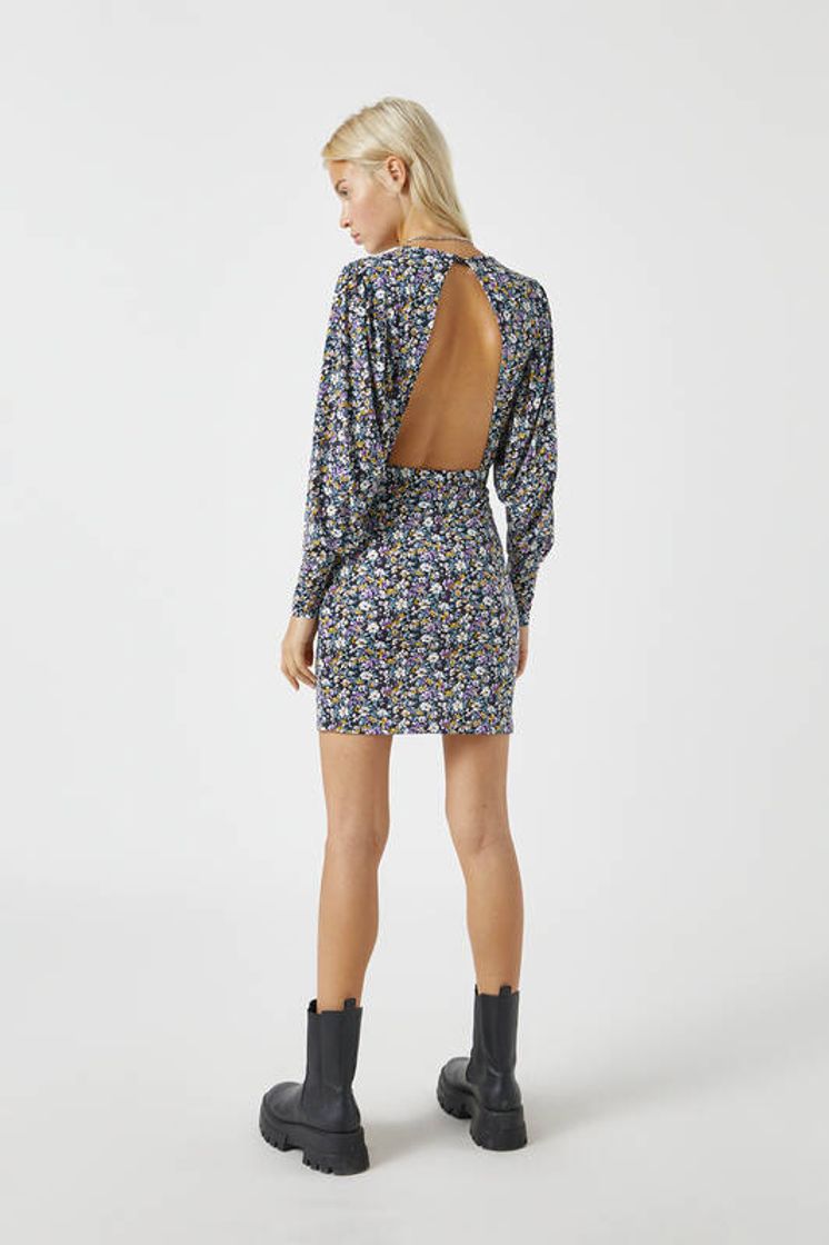 Social Vestido estampado frunce escote