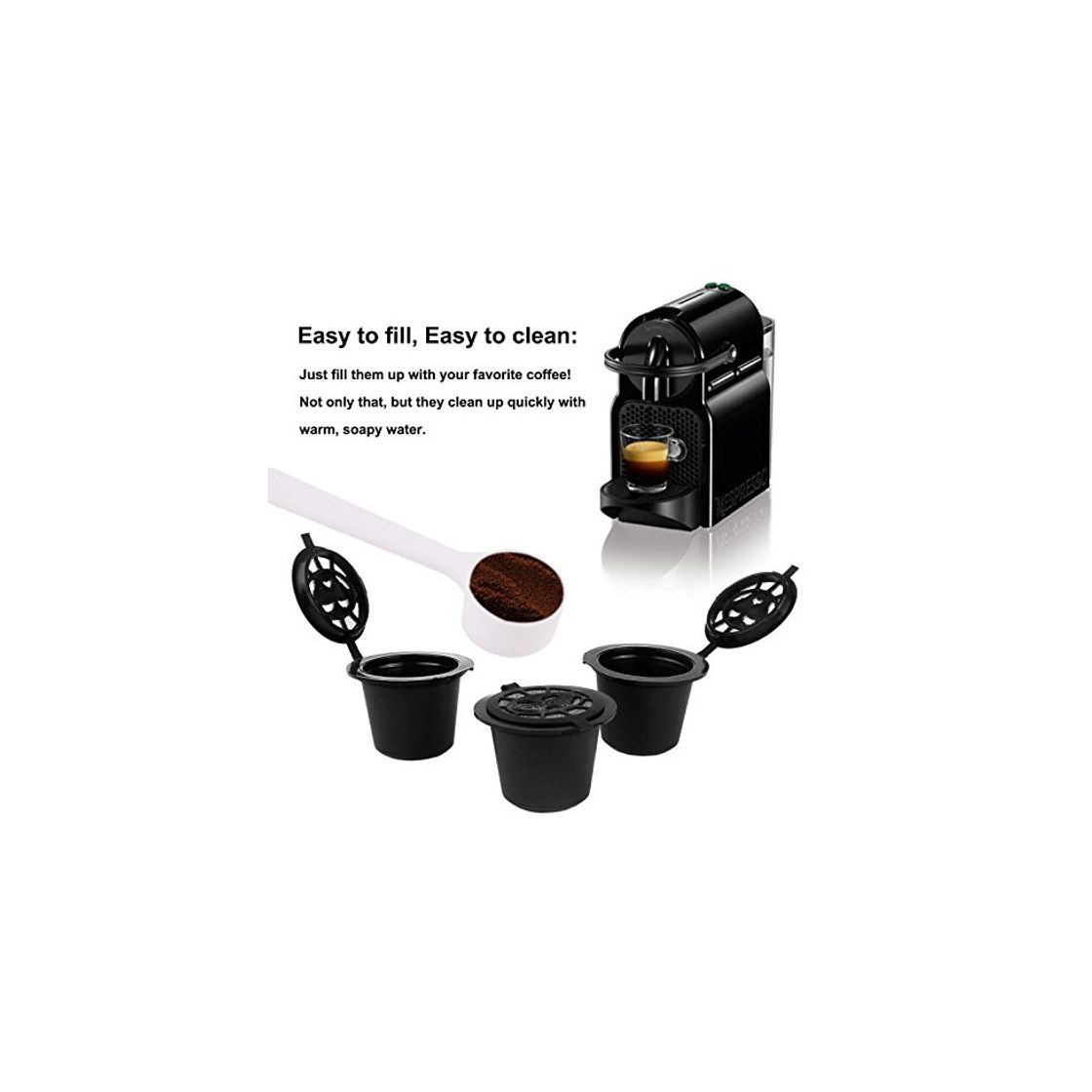 Elemento de la categoría hogar 3 CAPSULAS RECARGABLES RELLENABLES REUTILIZABLES PARA CAFETERAS NESPRESSO