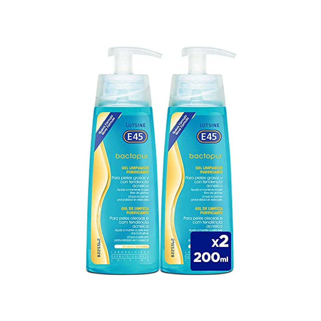 Beauty Bactopur Gel Limpiador Purificante Piel Grasa y Acné, 2 x 200 ml