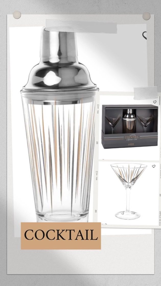 Social Juego de 2 vasos de cóctel de cristal estriado y coctelera | Maisons ...
