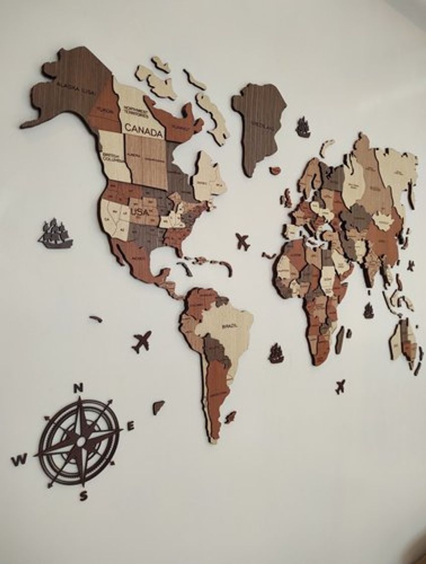 Productos Wooden world map