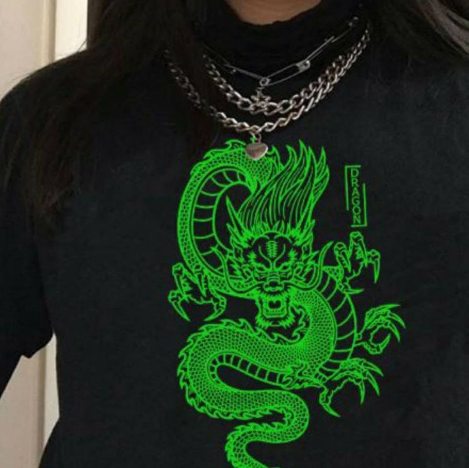 Moda Camiseta Dragão Chinês 