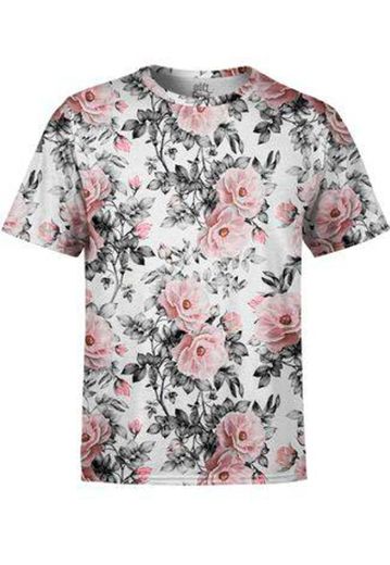 Camiseta branca com rosas 