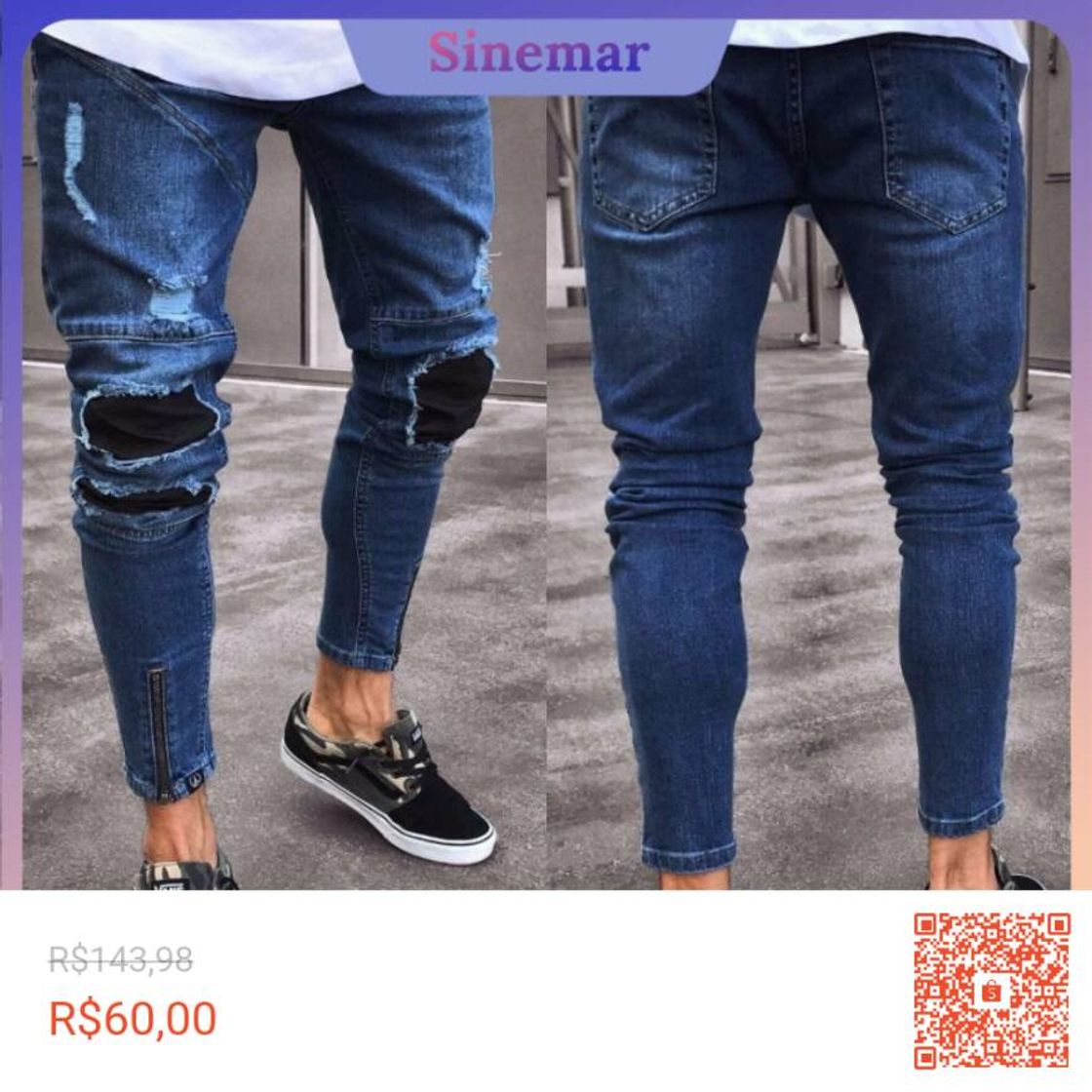 Fashion Caça Jeans masculina destroyed